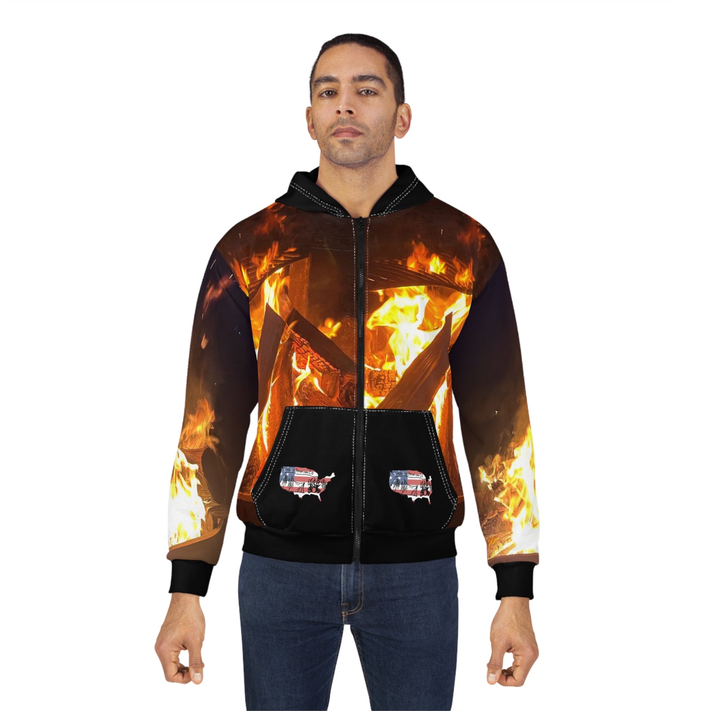 Firepit Flames Zip Hoodie