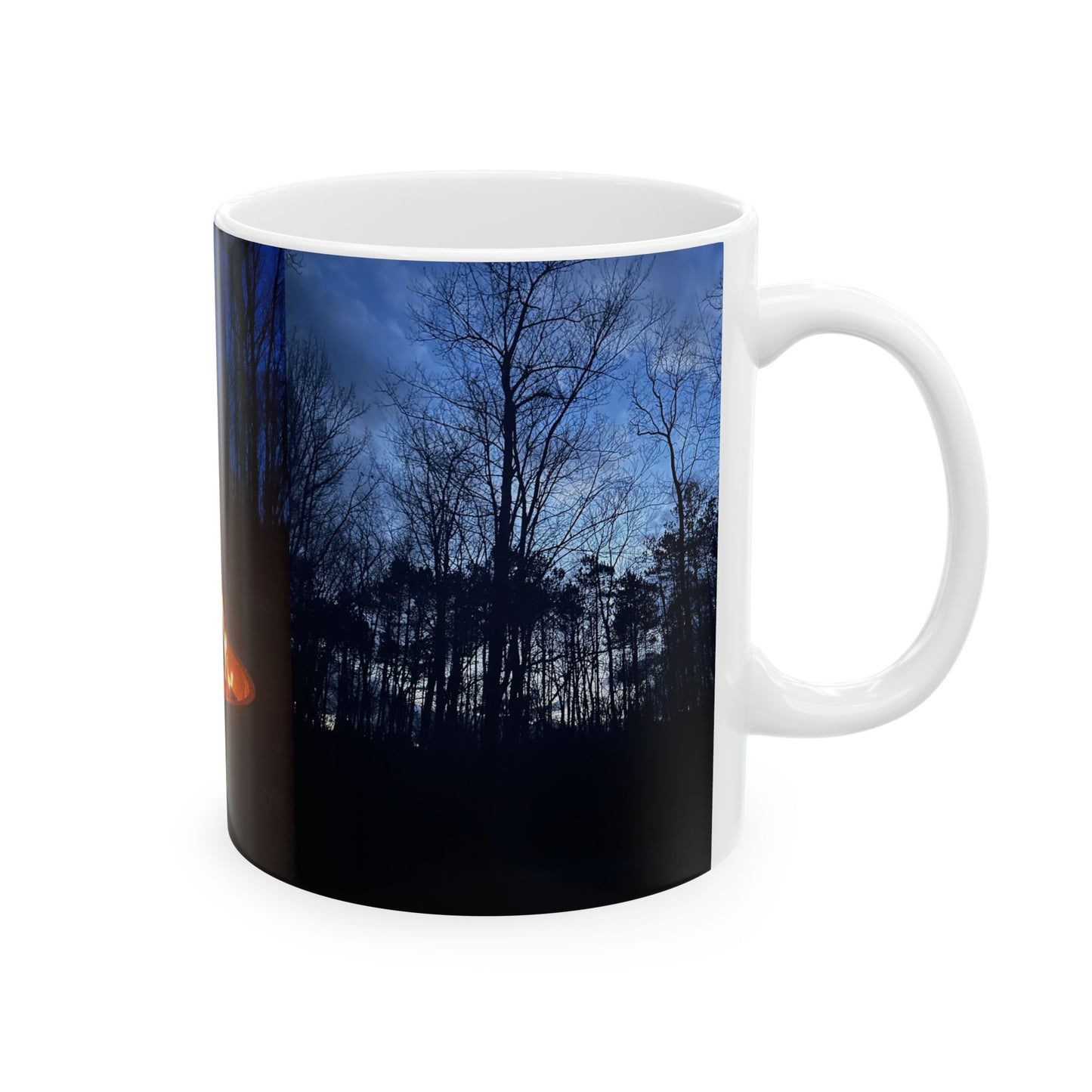 Dark Camping  Mug — Dark Trees Campfire Design (11oz, 15oz)