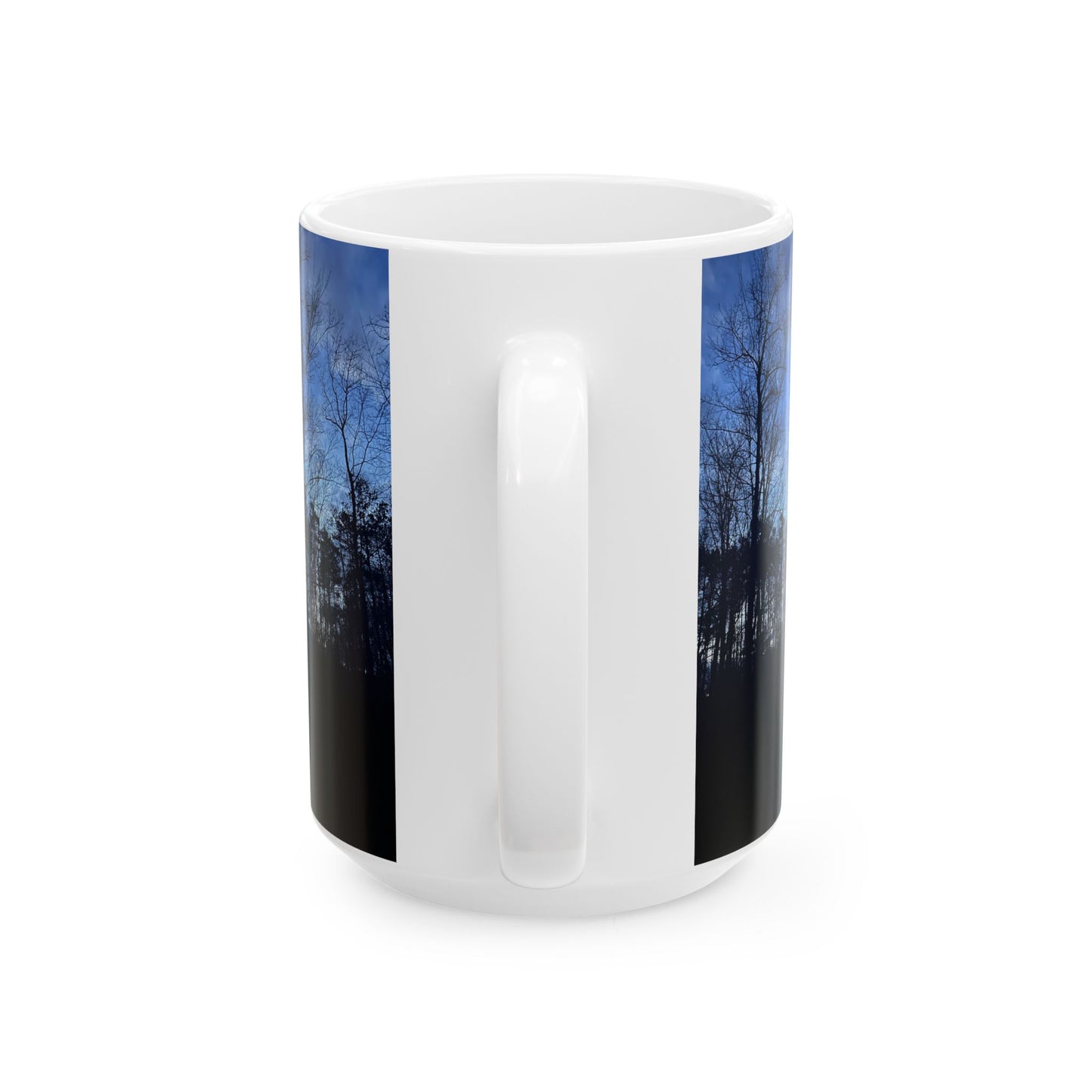 Dark Camping  Mug — Dark Trees Campfire Design (11oz, 15oz)