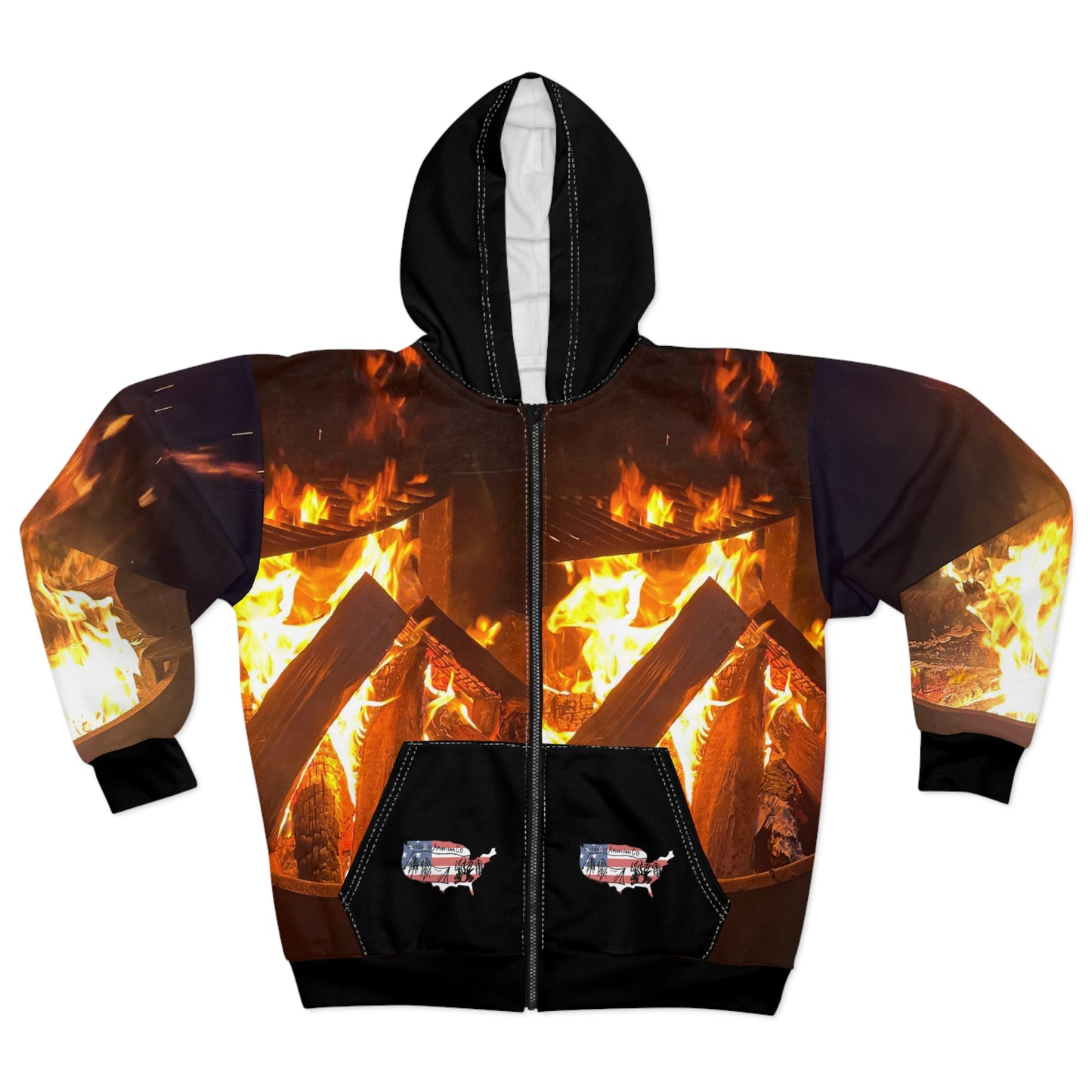 Firepit Flames Zip Hoodie